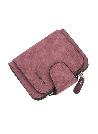 Buy PU Leather Zipper Short Wallet Red in UAE