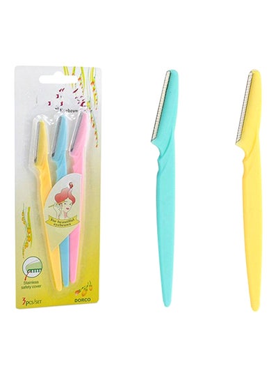 Buy 3-Piece Eyebrow And Facial Hair Trimmer Blue/Pink/Yellow in Egypt