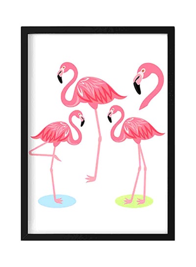 Buy Standing Flamingo Wall Art Painting Multicolour 32x22x2cm in Saudi Arabia