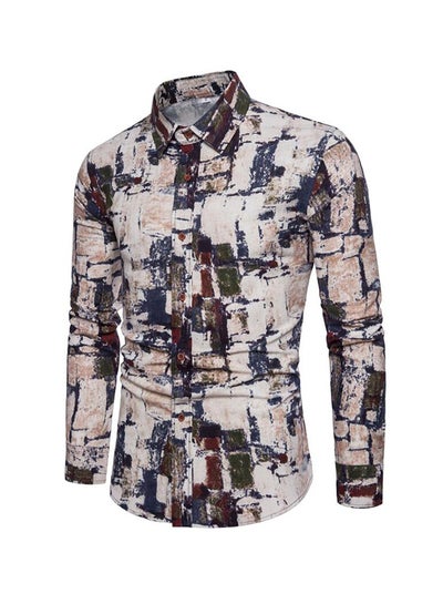 Buy Collared Neck Long Sleeve Shirt Multicolour in Saudi Arabia