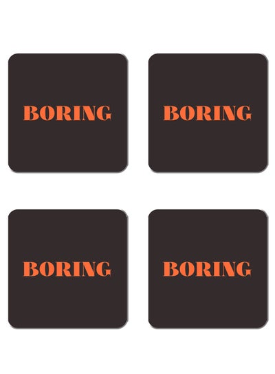 Buy 4-Piece Printed Coaster Set Brown/Orange 15 x 15cm in Egypt