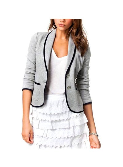 Buy Long Sleeves Blazer Grey/Black in UAE