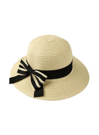 Buy Bow Designed Casual Sun Hat Beige/Black in Saudi Arabia