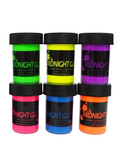 Buy 6-Piece UV Neon Face And Body Paint Glow Kit Multicolour in UAE