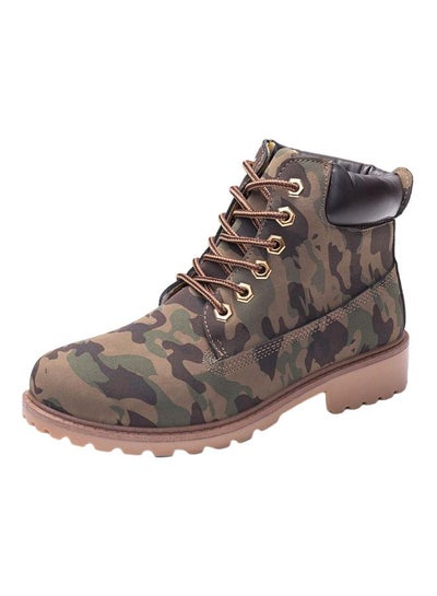 Buy Lace-Up Boots Camouflage Green in UAE