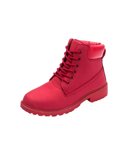 Buy Lace Up Ankle Boots Red in UAE