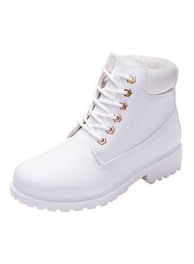 Buy Lace Up Ankle Boots White in UAE