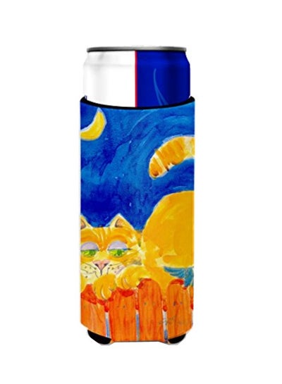 Buy Tabby Cat On The Fence Printed Beverage Insulator Hugger Blue/Yellow/Orange 4x0.2x6.5inch in Egypt