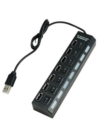 اشتري 7-Port High Speed LED USB Hub Black في مصر