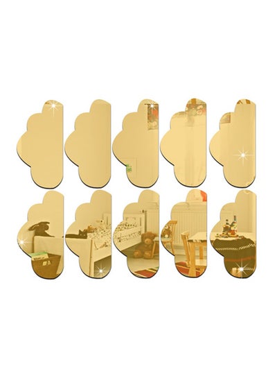 Buy 10-Piece Cloud Shape Wall Sticker Set Gold 5cm in UAE