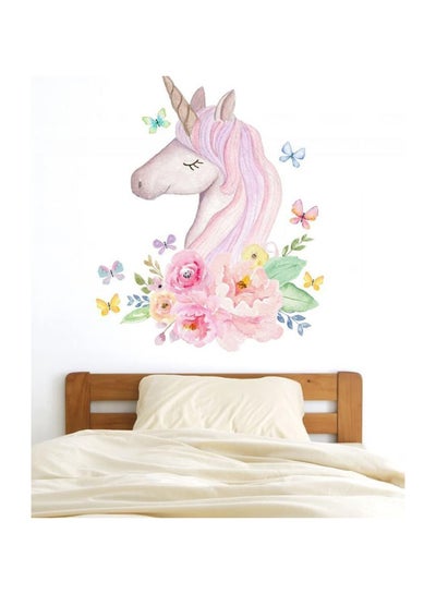 Buy Unicorn Pattern Self Adhesive Wall Sticker Multicolour 45 x 60cm in Saudi Arabia