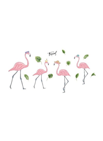 Buy Flamingo Pattern Self Adhesive Wall Sticker Multicolour 60 x 90cm in UAE