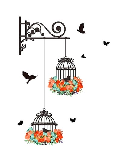 Buy Bird Cage And Floral Pattern Wall Sticker Multicolour 70 x 25centimeter in Egypt