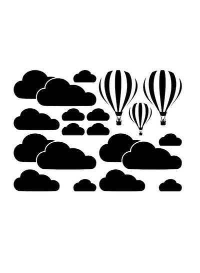 Buy 20-Piece Hot Air Balloon Cloud Wall Sticker Set Black 60 x 83cm in UAE