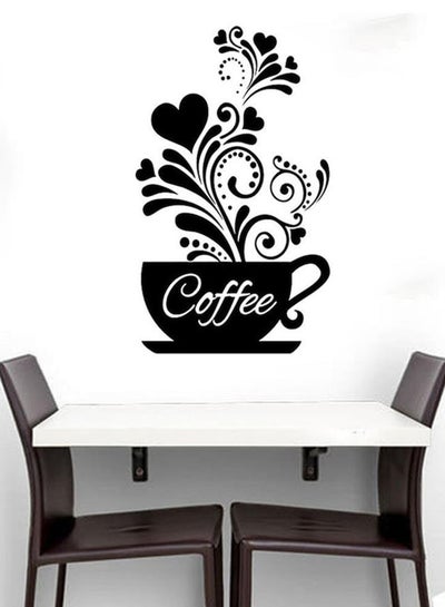 Buy Coffee Cup Wall Sticker Black 50 x 30cm in UAE