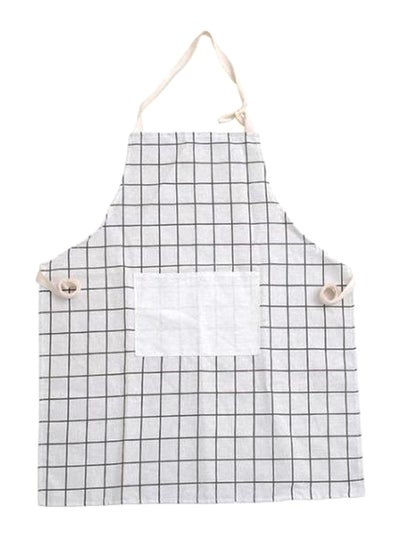 Buy Adjustable Check Printed Apron White/Black 60 x 72cm in UAE