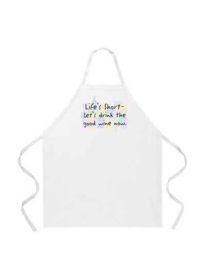 Buy Fully Adjustable Kitchen Apron White/Grey 27x0.2x34inch in Egypt