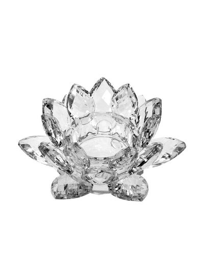 Buy Crystal Lotus Candle Holder Clear 4.5inch in Saudi Arabia