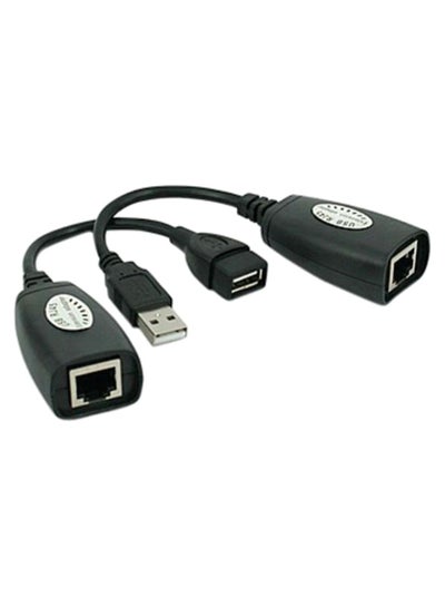 Buy 2-Piece USB Signal Extender Adapter Cable Set Black in UAE