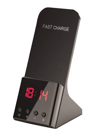 Buy Alarm Clock Wireless Fast Mobile Phone Charger Black in UAE