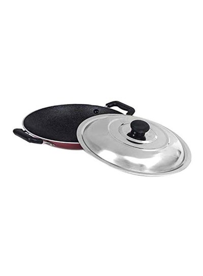 Buy Appam Pan With Lid And Accessories Red/Black/Silver 20cm in UAE