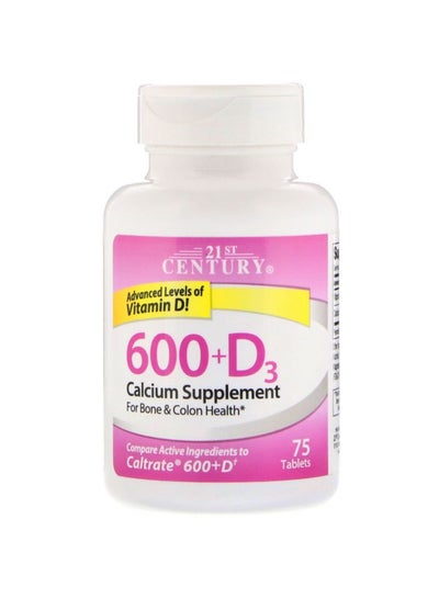 Buy 600 Plus D3 Calcium Dietary Supplement - 75 Tablets in Saudi Arabia