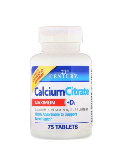 Buy Calcium Citrate Maximum + D3 Dietary Supplement - 75 Tablets in Saudi Arabia