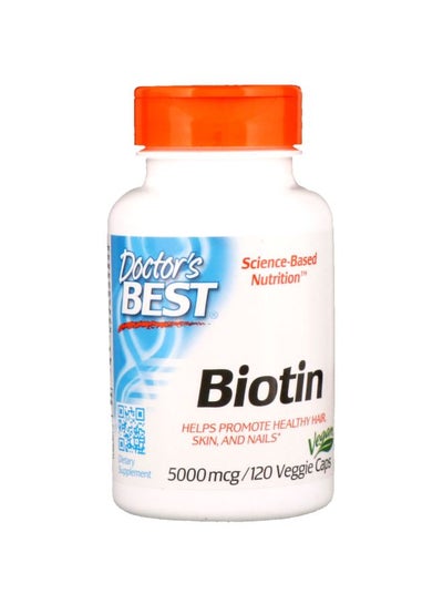 Buy Biotin 5000 Mcg Dietary Supplement - 120 Capsules in UAE