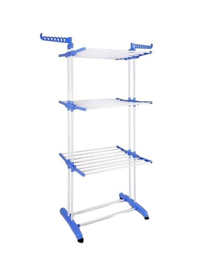 Buy Stainless Steel Cloth Drying Rack Silver/Blue in Saudi Arabia