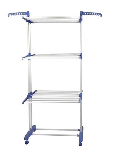 Buy Three Layer Cloth Rack With Wheel White/Blue 31.3 x 7.2inch in Egypt