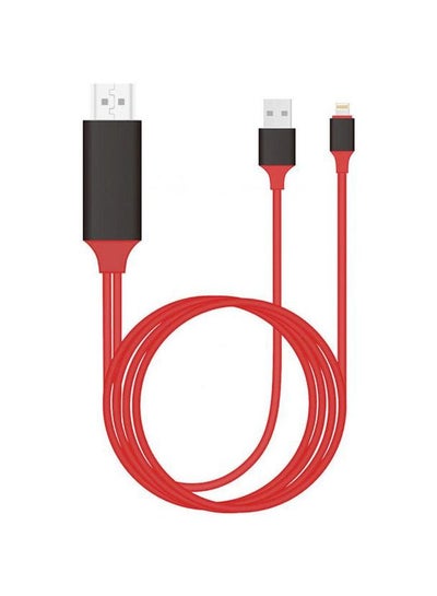 Buy Lightning To HDMI/HDTV Cable For Apple Red/Black in UAE