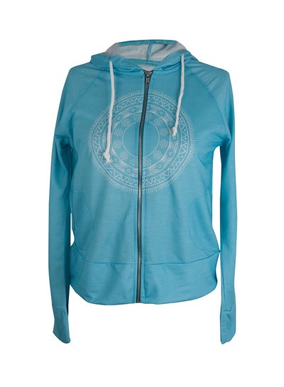 Buy Long Sleeve Hooded Neck Sweatshirt Blue in Saudi Arabia