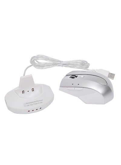 Buy 2.4G Wireless Rechargeable Mouse White/Silver in Saudi Arabia