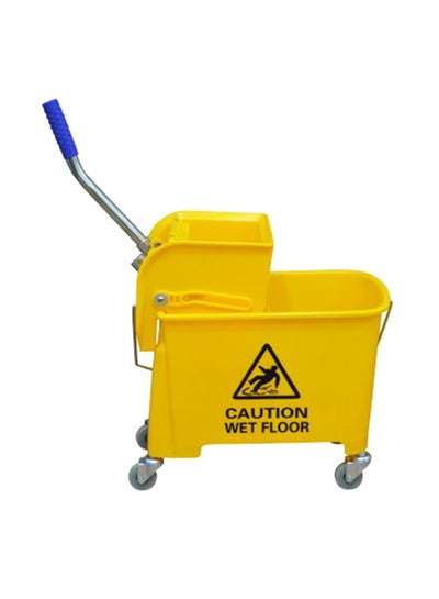 Buy Mop Wringer Bucket With Wheels Yellow 63x38x97centimeter in Saudi Arabia