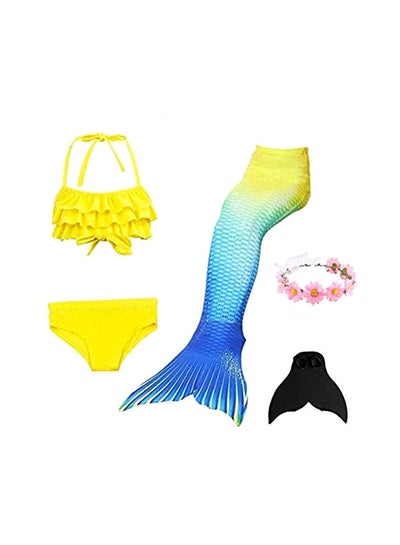 Buy 5-Piece Mermaid Swimming Suit With Bikini Set 110cm in Saudi Arabia