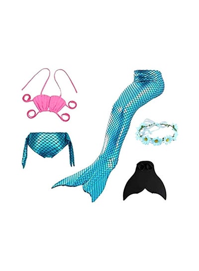 Buy 5-Piece Mermaid Swimming Suit With Bikini Set 150cm in Saudi Arabia