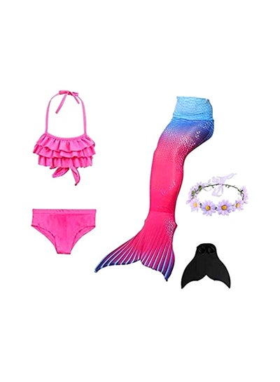 Buy 5-Piece Mermaid Swimming Suit With Bikini Set 140cm in Saudi Arabia