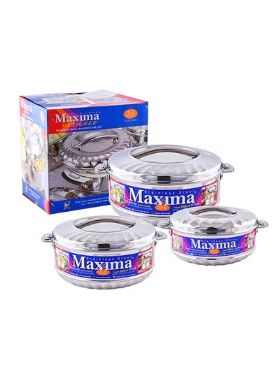 Buy 3-Piece Stainless Steel Hot Pot Silver in Saudi Arabia