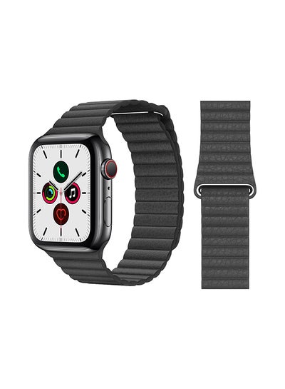 Buy Stylish Leather Band For Apple Watch Series 5/4/3/2/1 Black in Saudi Arabia