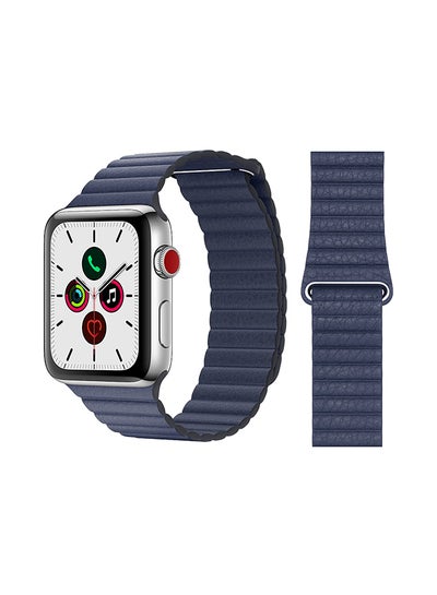 Buy Stylish Leather Band For Apple Watch Series 5/4/3/2/1 Midnight Blue in Saudi Arabia