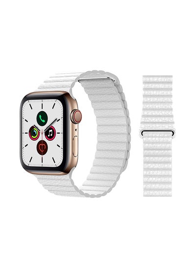 Buy Stylish Leather Band For Apple Watch Series 5/4/3/2/1 White in Saudi Arabia