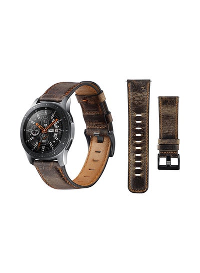 Buy Genuine Leather Replacement Band For Samsung Galaxy Watch Retro Dark Brown in UAE