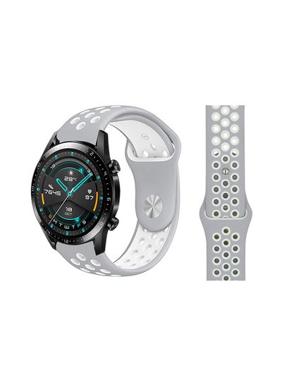 Buy Stylish Replacement Band For Huawei Watch GT/GT 2 46mm Silver White in Saudi Arabia