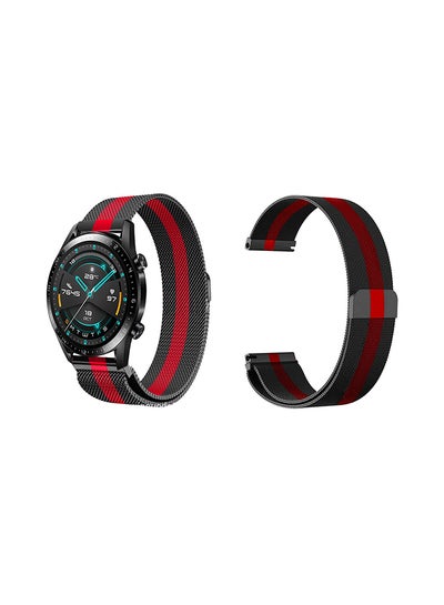 اشتري Milanese Mesh Replacement Band For Huawei Watch GT/GT2 46mm Black/Red في السعودية