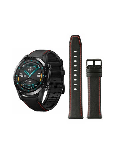 اشتري Stylish Leather Replacement Band For Huawei Watch GT/GT2 Black في السعودية