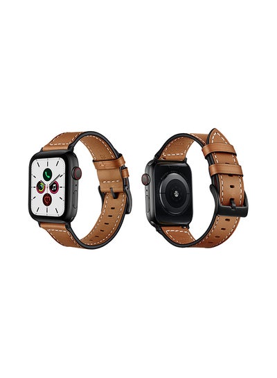 Buy Leather Replacement Band For Apple Watch Series 5/4/3/2/1 Brown in UAE