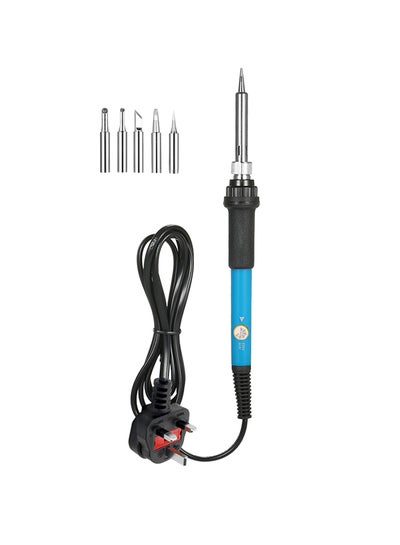 Buy Soldering Iron With 5 Replacement Tips Set Blue 27.00x3.20x6.00cm in Saudi Arabia