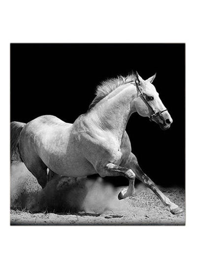 Buy White Horse MDF Wall Art White/Black in UAE