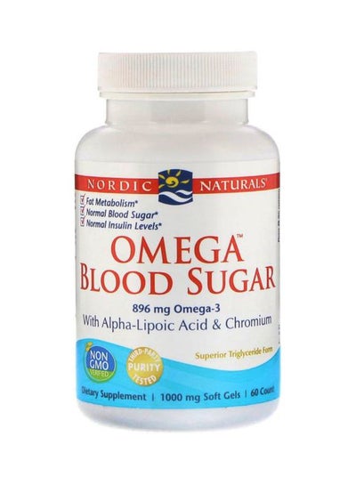 اشتري مكمل غذائي أوميجا بلود شوجر 1000 مجم ، ينظم سكر الدم - 60 كبسولة هلامية . في الامارات