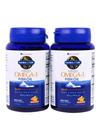 اشتري عبوتين من مكمل غذائي أوميجا 3 بزيت السمك 850 مجم - يحتوي على 120 كبسولة هلامية - بنكهة البرتقال في الامارات